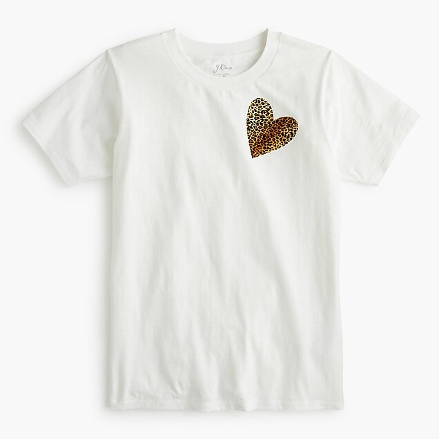 Leopard-print heart T-shirt | J. Crew US