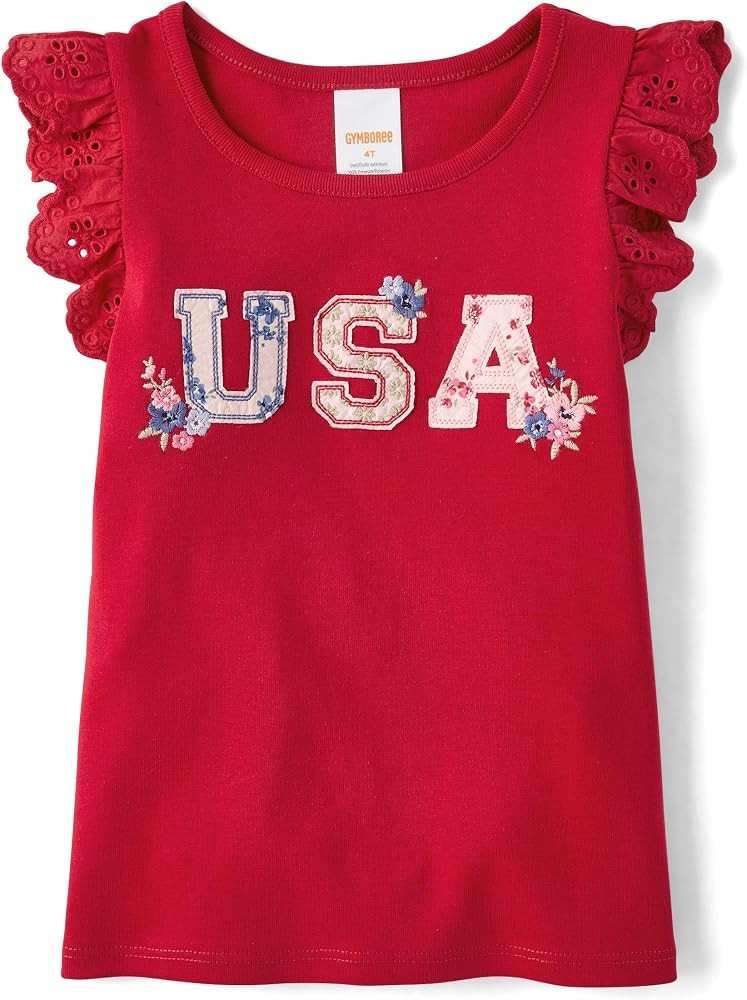 Gymboree Girls' and Toddler Flutter Sleeve T-Shirt | Amazon (US)
