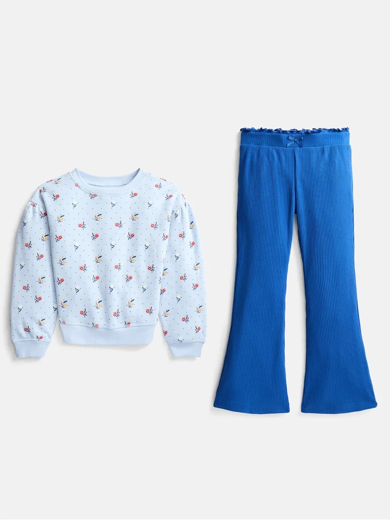 Wonder Nation Girls' Sweatshirt and Flare Leggings Set, 2-Piece, Sizes 4-10 | Walmart (US)