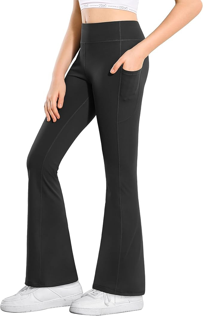 Stelle Girl's Flare Leggings with Pockets High Waisted Bootcut Yoga Pants Kids Dance Bell Bottoms... | Amazon (US)