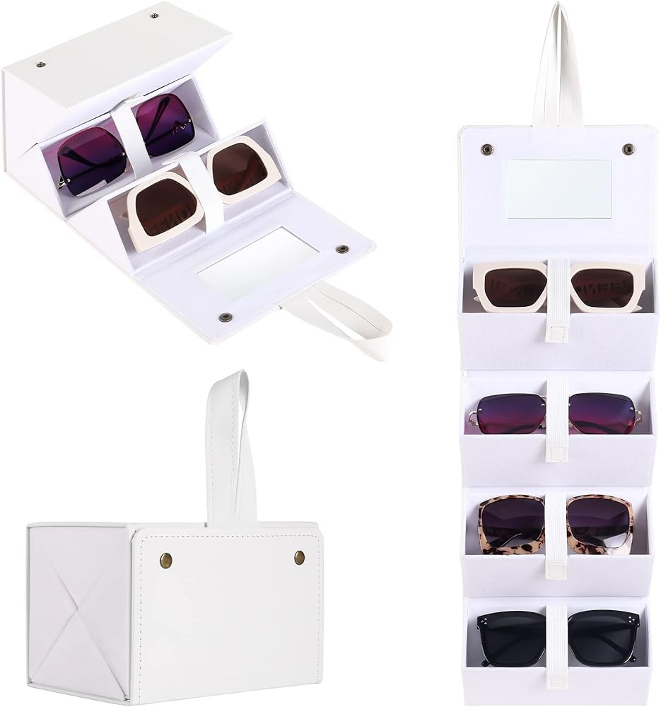 Muf Travel Sunglass Organizer, 4/5-Slot Leather Case for Multiple Sunglasses, Storage for Oversiz... | Amazon (US)