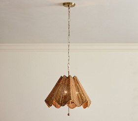 Chris Loves Julia Ruffle Rattan Chandelier (16") | Pottery Barn Kids