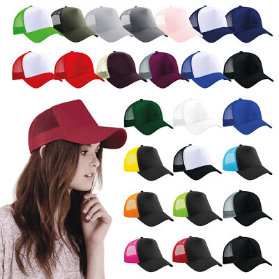 Beechfield Snapback Trucker Baseball Cap Mesh Adjustable Retro Style Hat BC640 | eBay UK