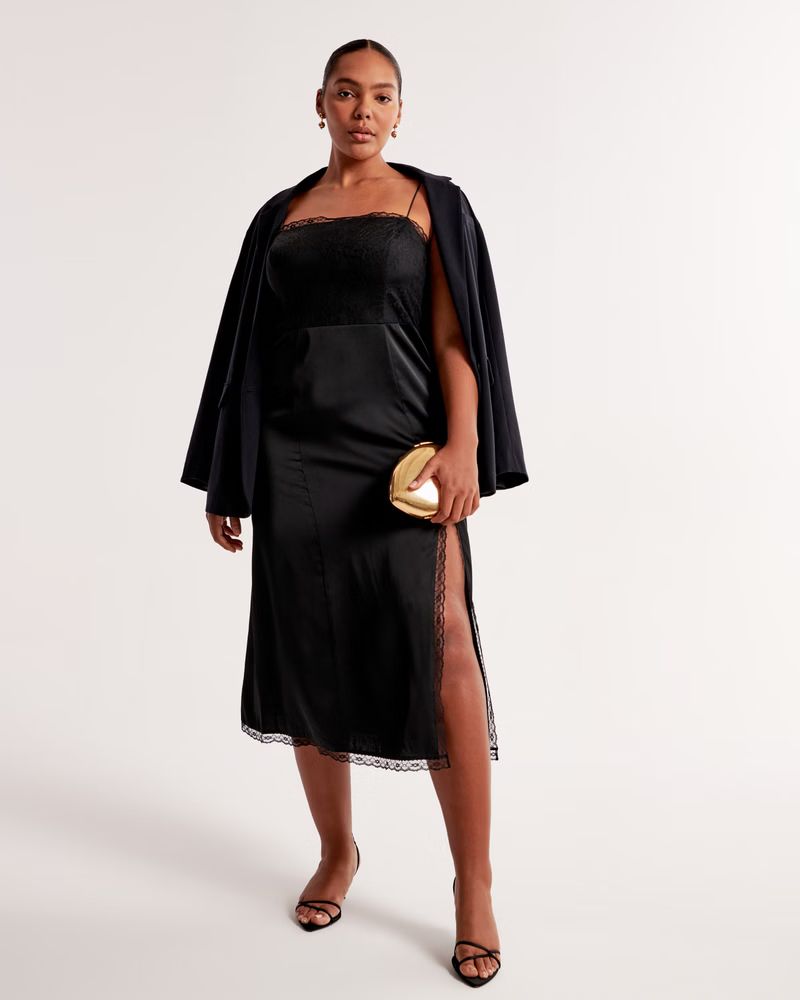 Lace High-Slit Midi Dress | Abercrombie & Fitch (US)