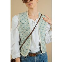 Vintage Cotton Vest Blue White Floral Pattern Inside Out Reversible Quitted Size S 80S | Etsy (UK)