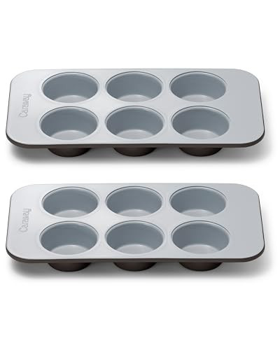 Caraway Nonstick Ceramic 6 Cup Muffin Pan Duo – Non-Toxic, PTFE & PFOA Free – Oven Safe – Aluminized Steel Core – Small Muffin Pan for Baking Cupcakes, Muffins & More - Black | Amazon (US)