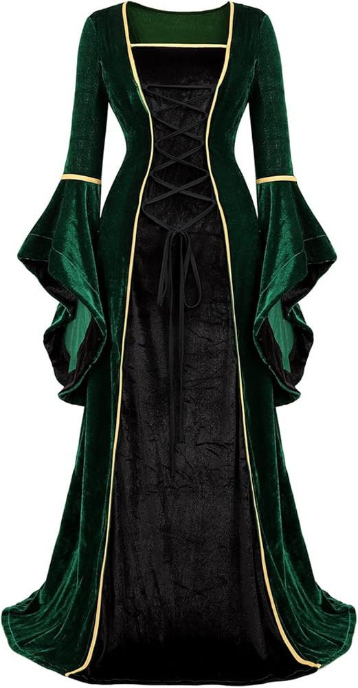 frawirshau Renaissance Costume Women Medieval Dress Velvet Queen Dresses | Amazon (US)