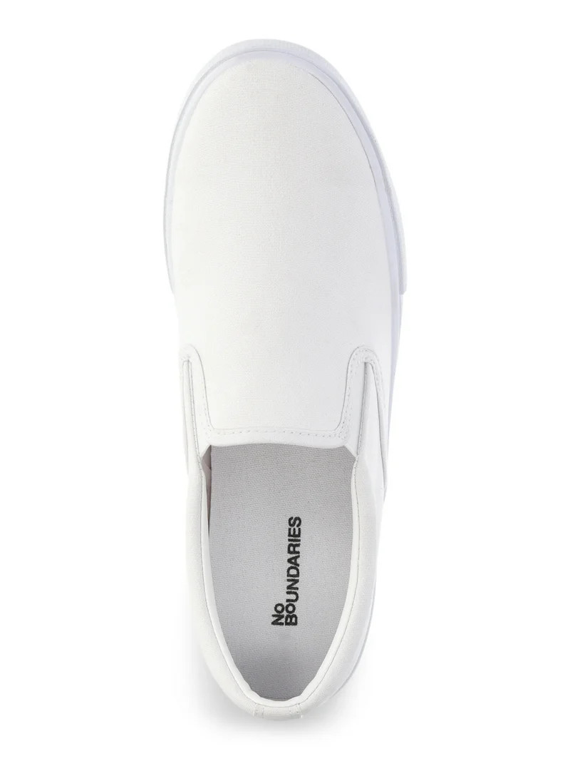 No Boundaries Twin Gore Canvas Slip On Sneakers, Wide Width Available, Women's | Walmart (US)