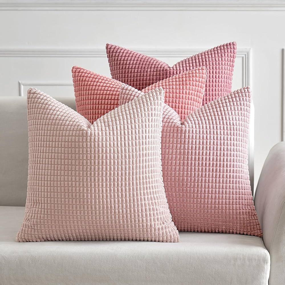 Amazon.com: MIULEE Aesthetic Pink Home Decor Pillow Covers 18x18 Inch Set of 4 Romantic Sweet Sof... | Amazon (US)
