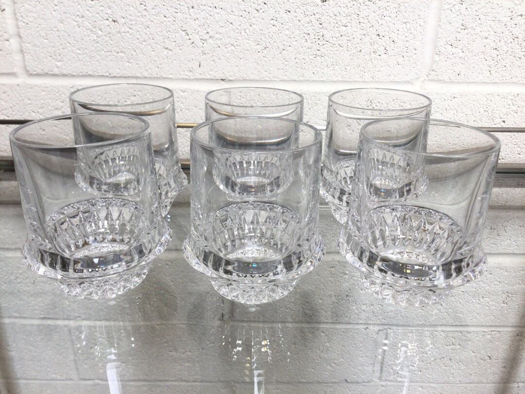 Lyric by Gorham Crystal Barware Flat Tumblers Set of 6 Weighted Lowball Rocks Whiskey Water Glass... | Etsy (US)