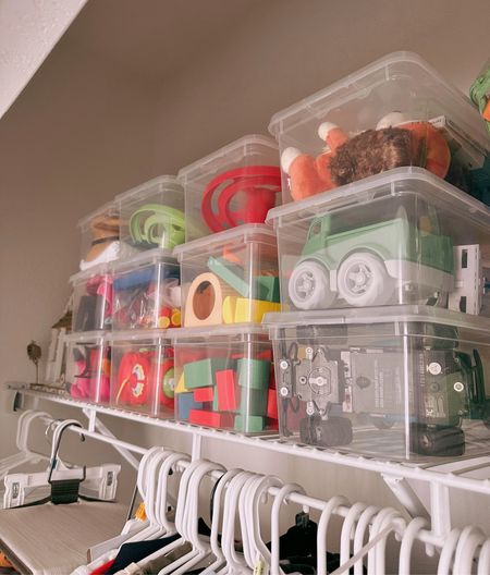 Stackable bins are perfect to organize toys and rotate them monthly!  

#LTKunder50 #LTKhome #LTKfamily