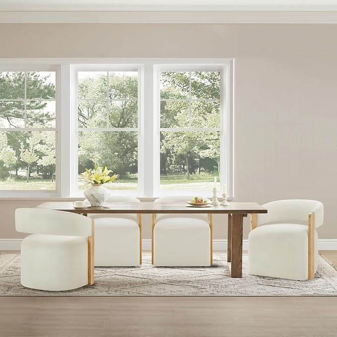 KISLOT Upholstered Dining Chairs Set of 4, Barrel Modern Dining Room Chairs with Casters, Kitchen... | Amazon (US)