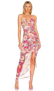 NICHOLAS Maeve Halter Midi Dress in Abstract Floral from Revolve.com | Revolve Clothing (Global)