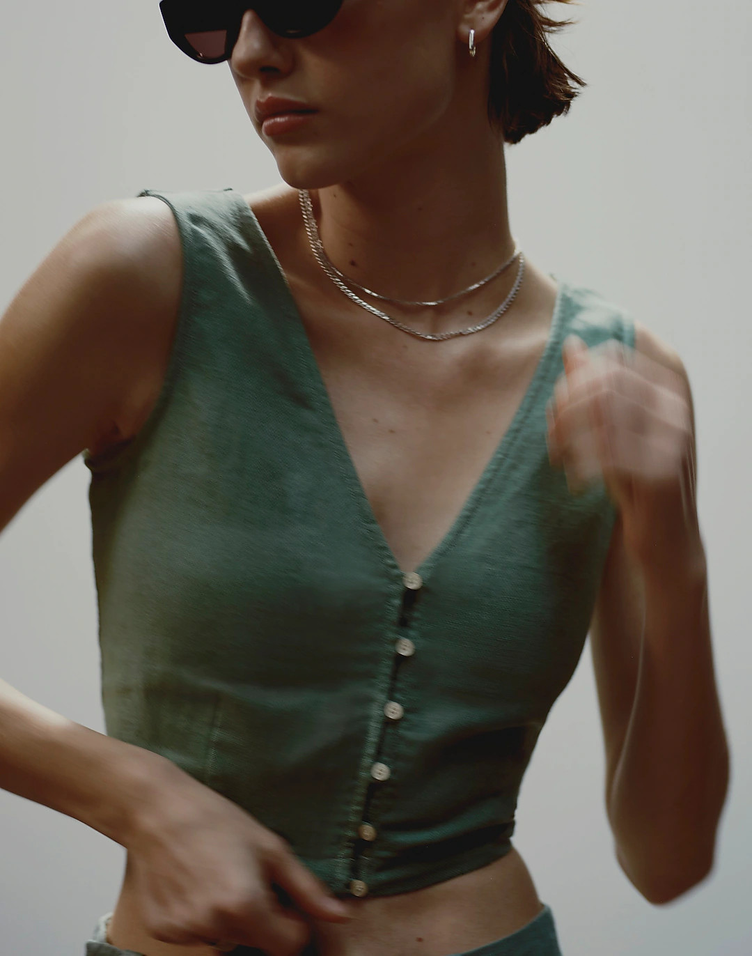 Linen Gwen Supercrop Vest Top | Madewell