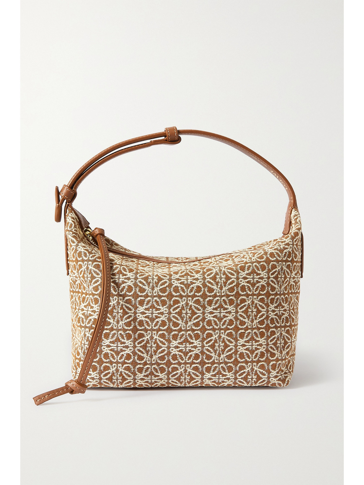 Loewe - Cubi Anagram Small Leather-trimmed Logo-jacquard Tote - Brown | NET-A-PORTER (US)
