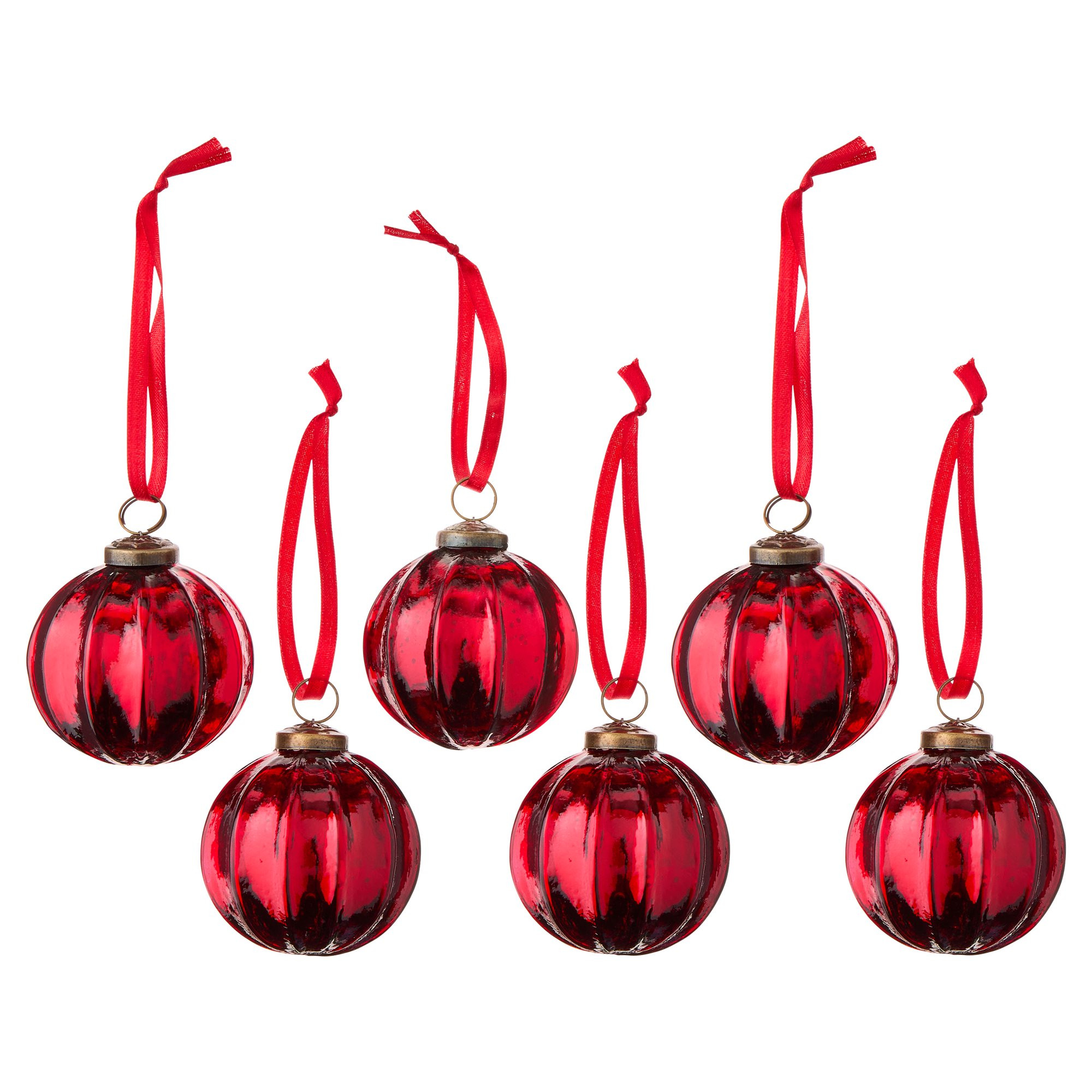 Red Glass Ball Christmas Ornaments, 3", 6 Count, by Holiday Time - Walmart.com | Walmart (US)
