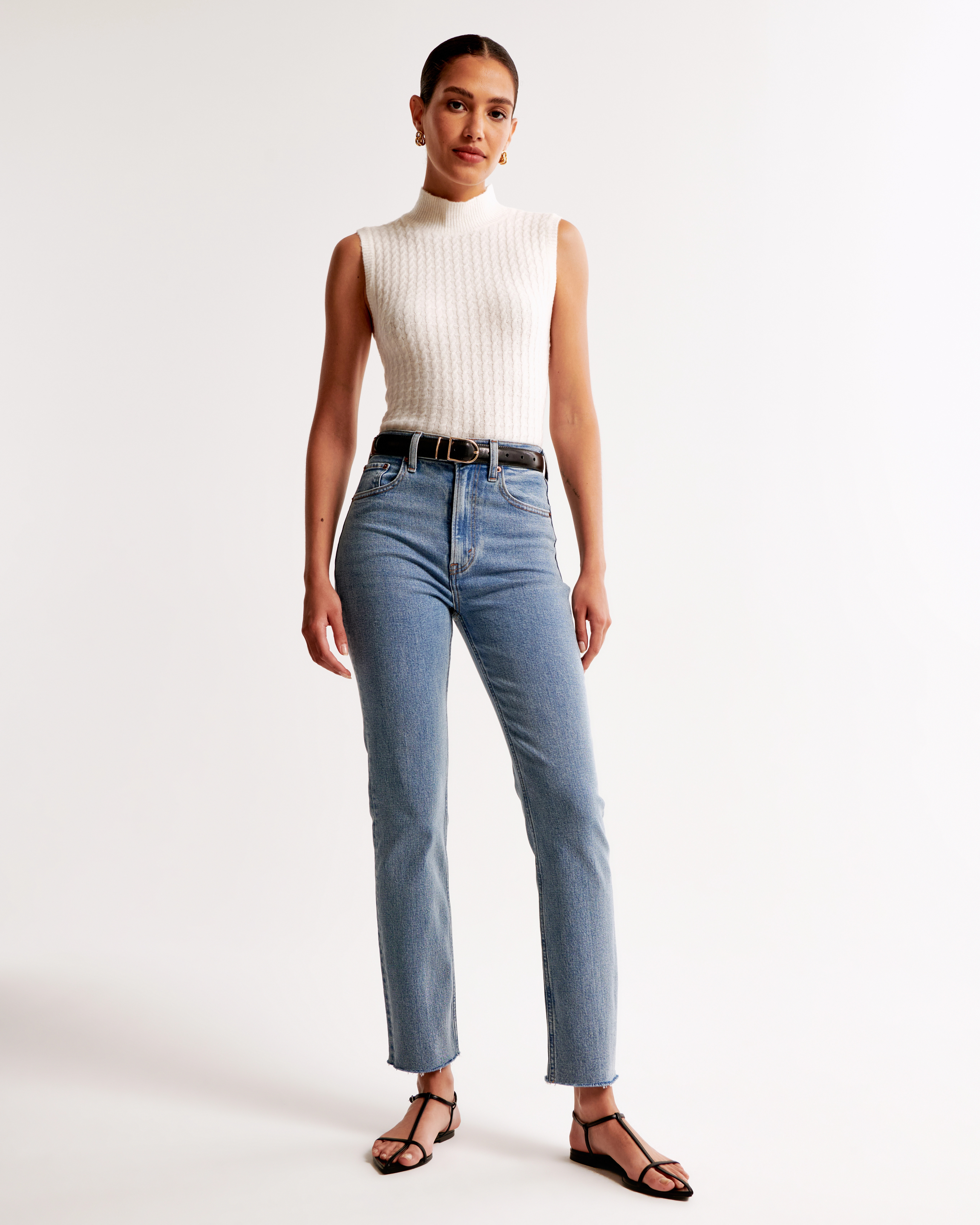 Ultra High Rise Ankle Straight Jean | Abercrombie & Fitch (US)