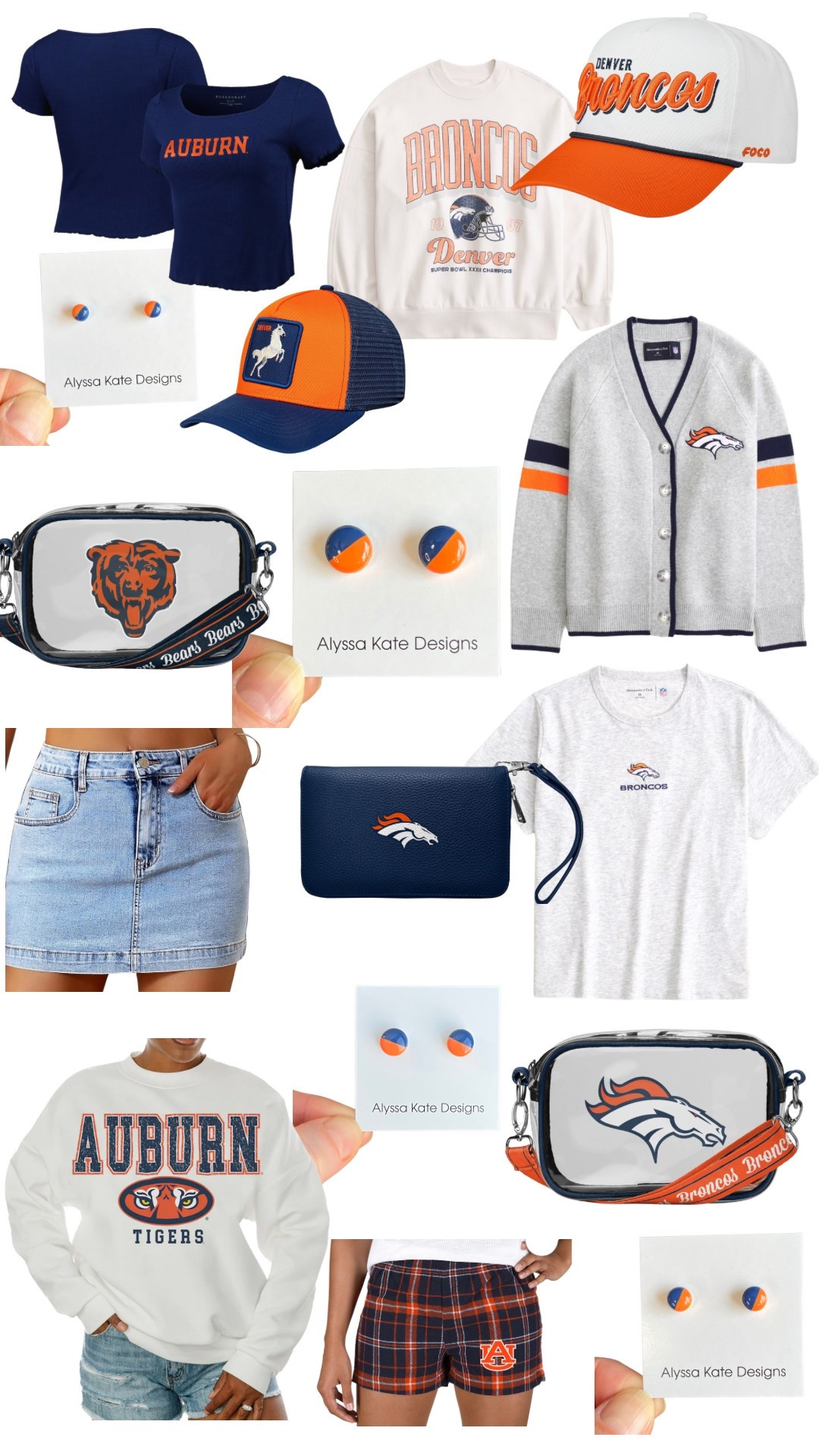 The perfect outfit to coordinate with your navy and orange Alyssa Kate Designs studs!