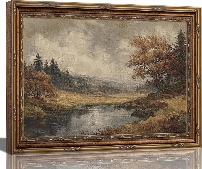 Jamortty Vintage Landscape Framed Wall Art Fall Landscape Picture 9x11 In | Amazon (US)