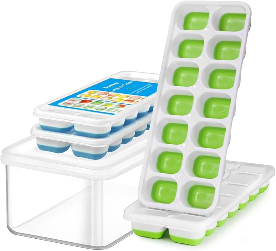 Ice Cube Trays for Freezer Ice tray - Easy to Release Silicone Ice Trays with Spill-Resistant Lid... | Amazon (US)