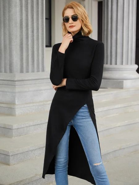 Fall Long Sleeve Simple Turtleneck Daily Simple Daily Tops | StyleWe (US)