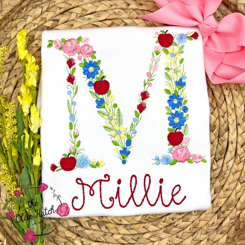 Back to School Girl Shirt / School Girl Shirt / Monogram Girl Shirt / Back to school Outfit / App... | Etsy (US)