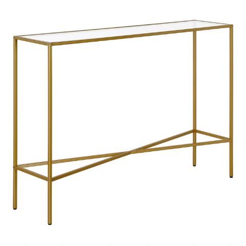 Narrow Metal and Glass Top Mille Console Table | World Market