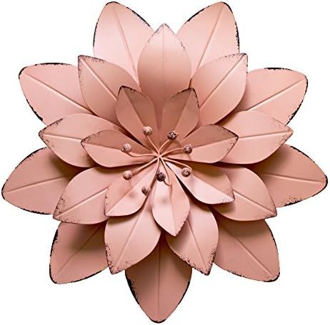 GIFTME 5 Dusty Light Pink Floral Metal Wall Art Decor(11.5x2 inch) | Amazon (US)