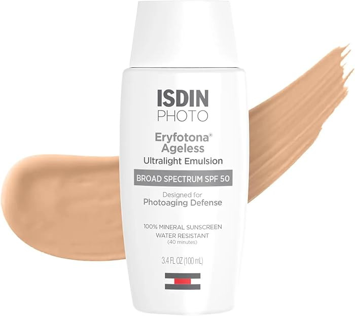 ISDIN Eryfotona Ageless Tinted Mineral Sunscreen SPF 50, Anti-Aging Face Sunscreen with Zinc Oxid... | Amazon (US)
