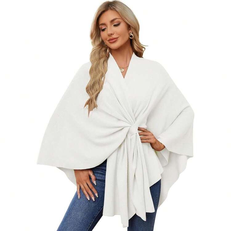HDYEN Women's Shawl Wraps Soft Open Front Poncho Sweater For Spring Fall Winter | SHEIN