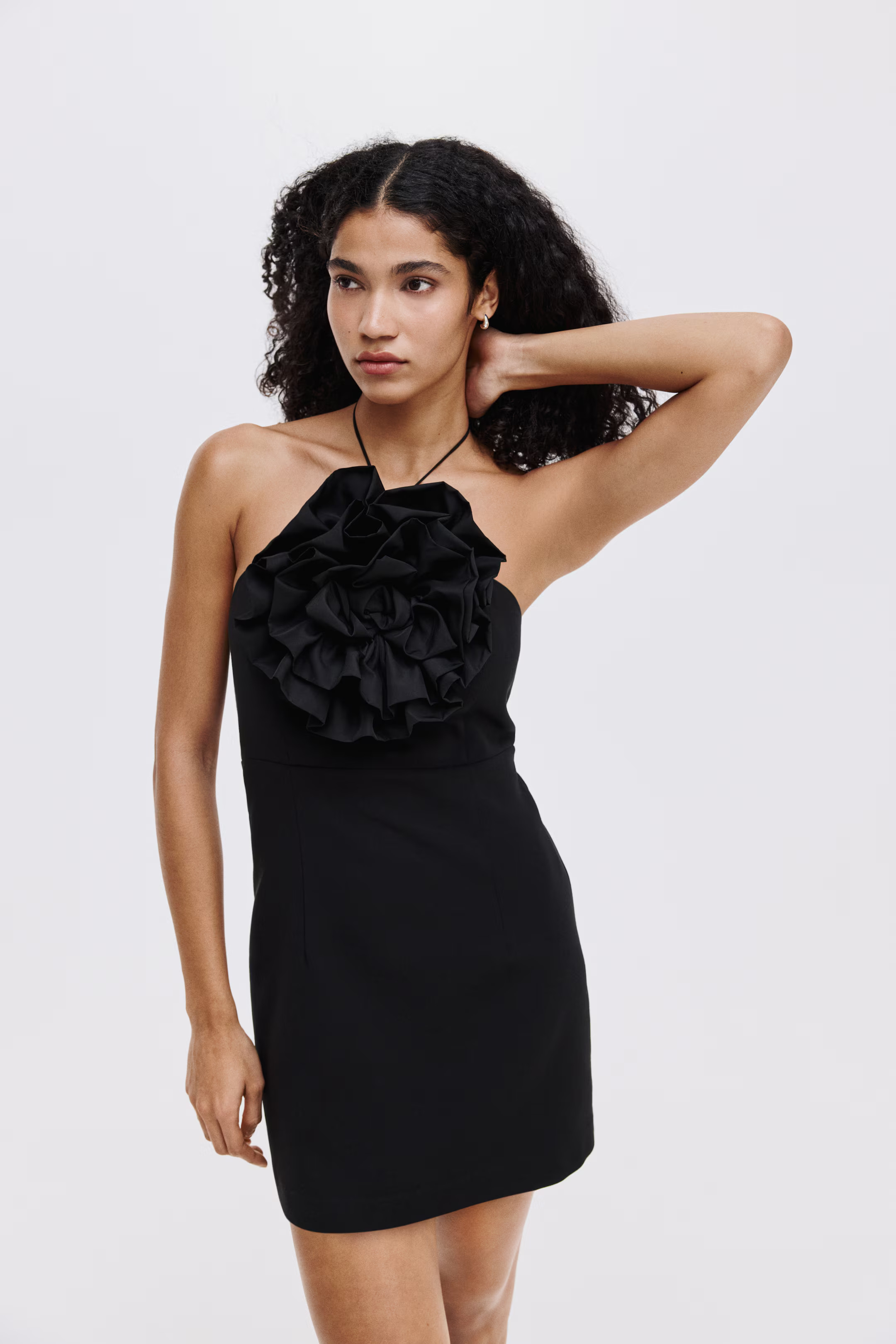Appliquéd Halterneck Dress - Black - Ladies | H&M US | H&M (US + CA)