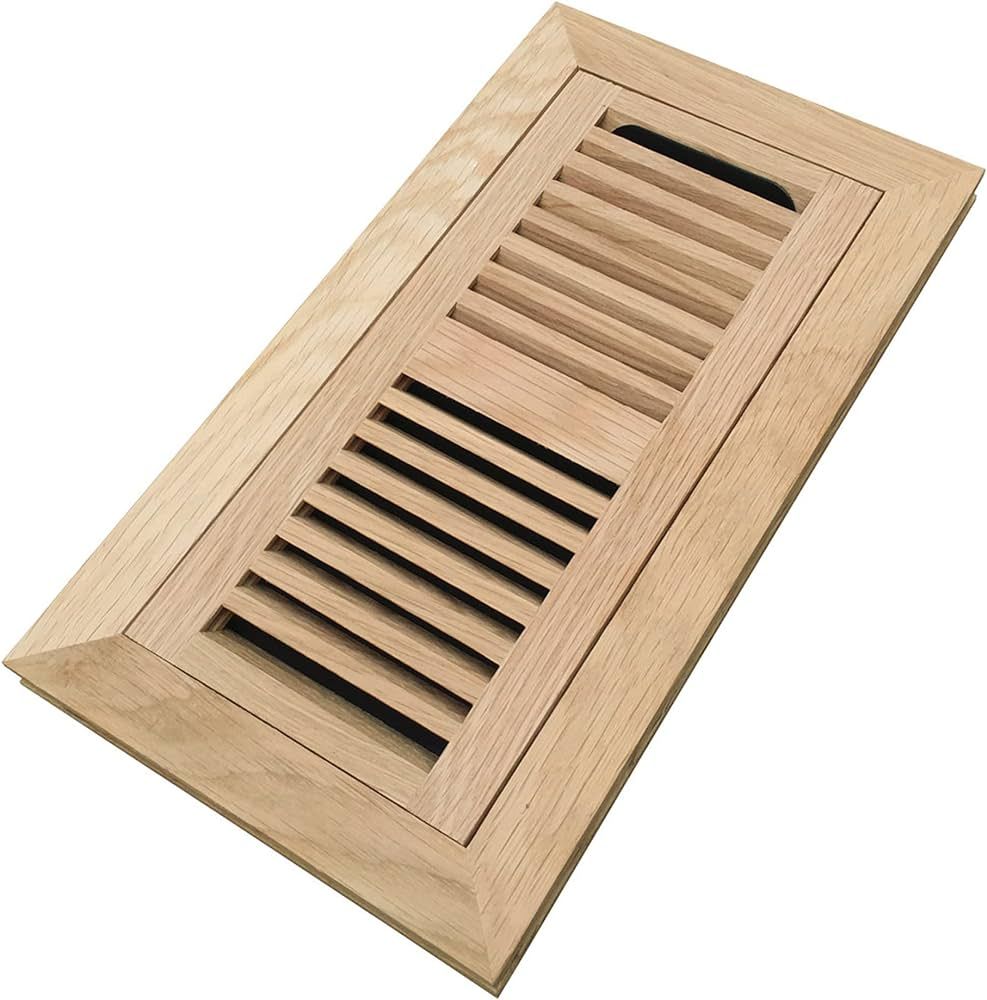 Homewell White Oak Wood Floor Register, Flush Mount Vent with Damper, 4x10 Inch, Unfinished | Amazon (US)