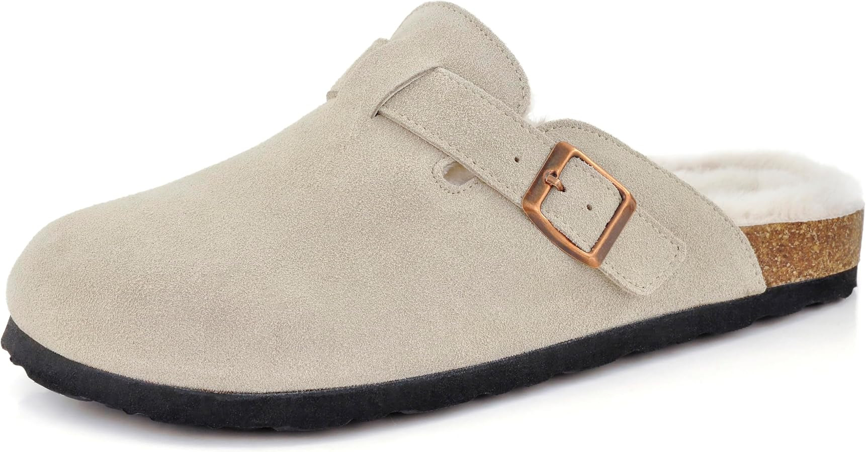 Venecore Erica Women's Cork Footbed Clogs Genuine Soft Suede Fuzzy Faux Fur Lined Comfort Cushion... | Amazon (US)