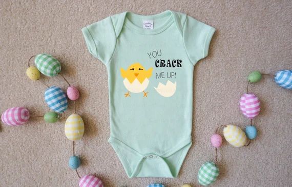 You Crack Me Up Chick Onesie® Bodysuit | Funny Chick Bodysuit | Easter Outfit | Easter Chick Bod... | Etsy (US)