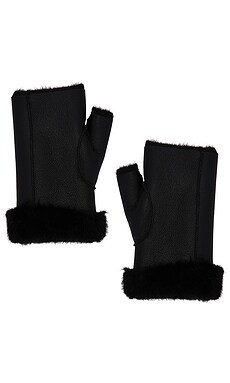 jocelyn Faux Mink & Leather Fingerless Mittens in Black from Revolve.com | Revolve Clothing (Global)