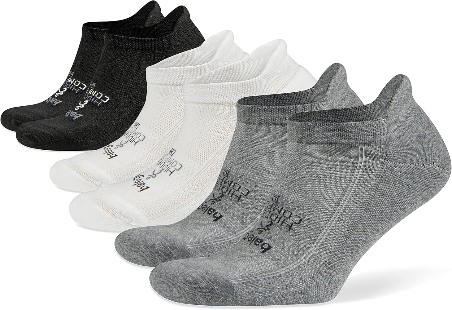 Balega Hidden Comfort No-show, Heel Tab, Running Socks for Men and Women (3 Pairs, White & Black ... | Amazon (US)
