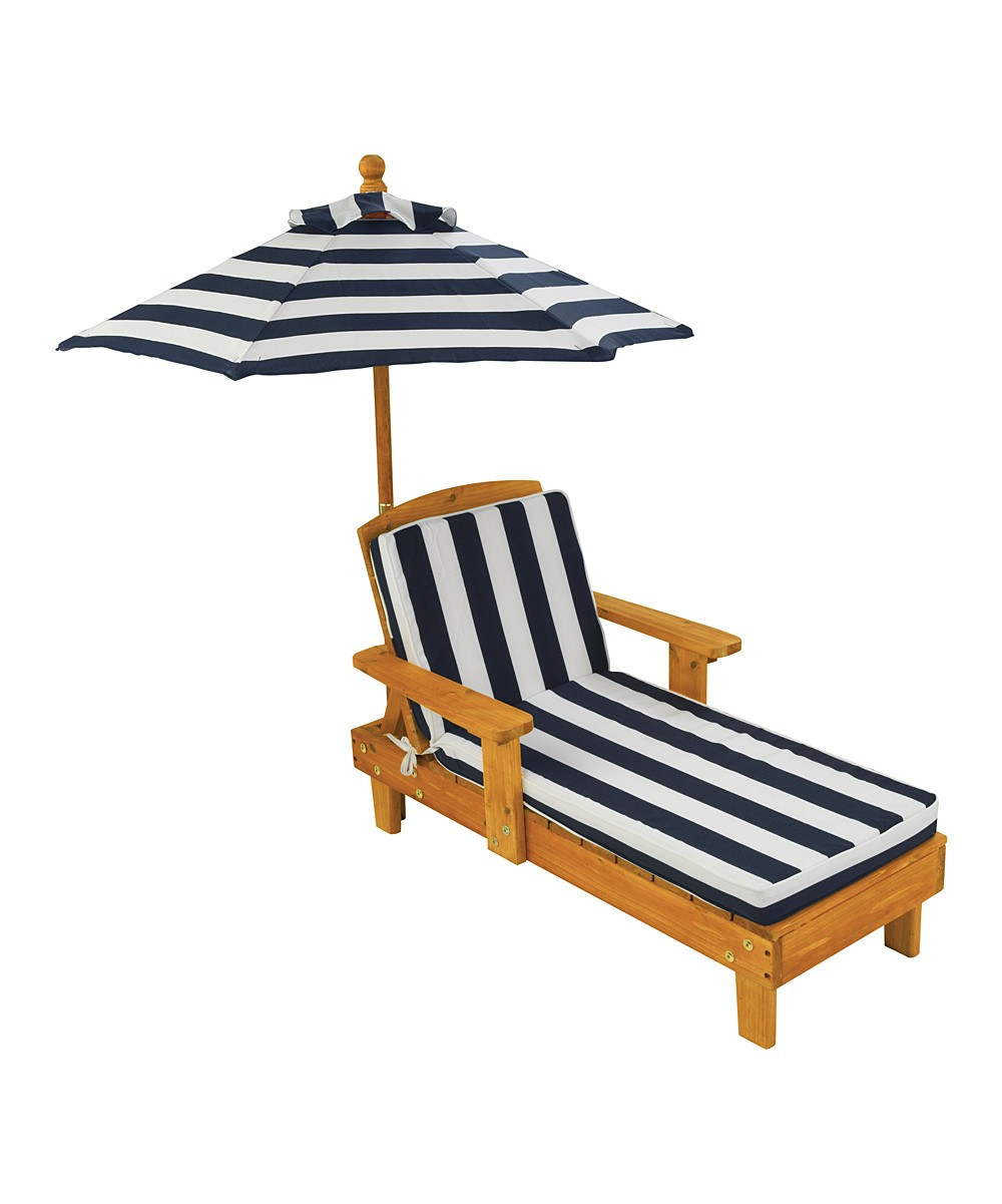KidKraft Toy Furniture - Navy & White Stripe Outdoor Chaise Lounger & Umbrella | Zulily