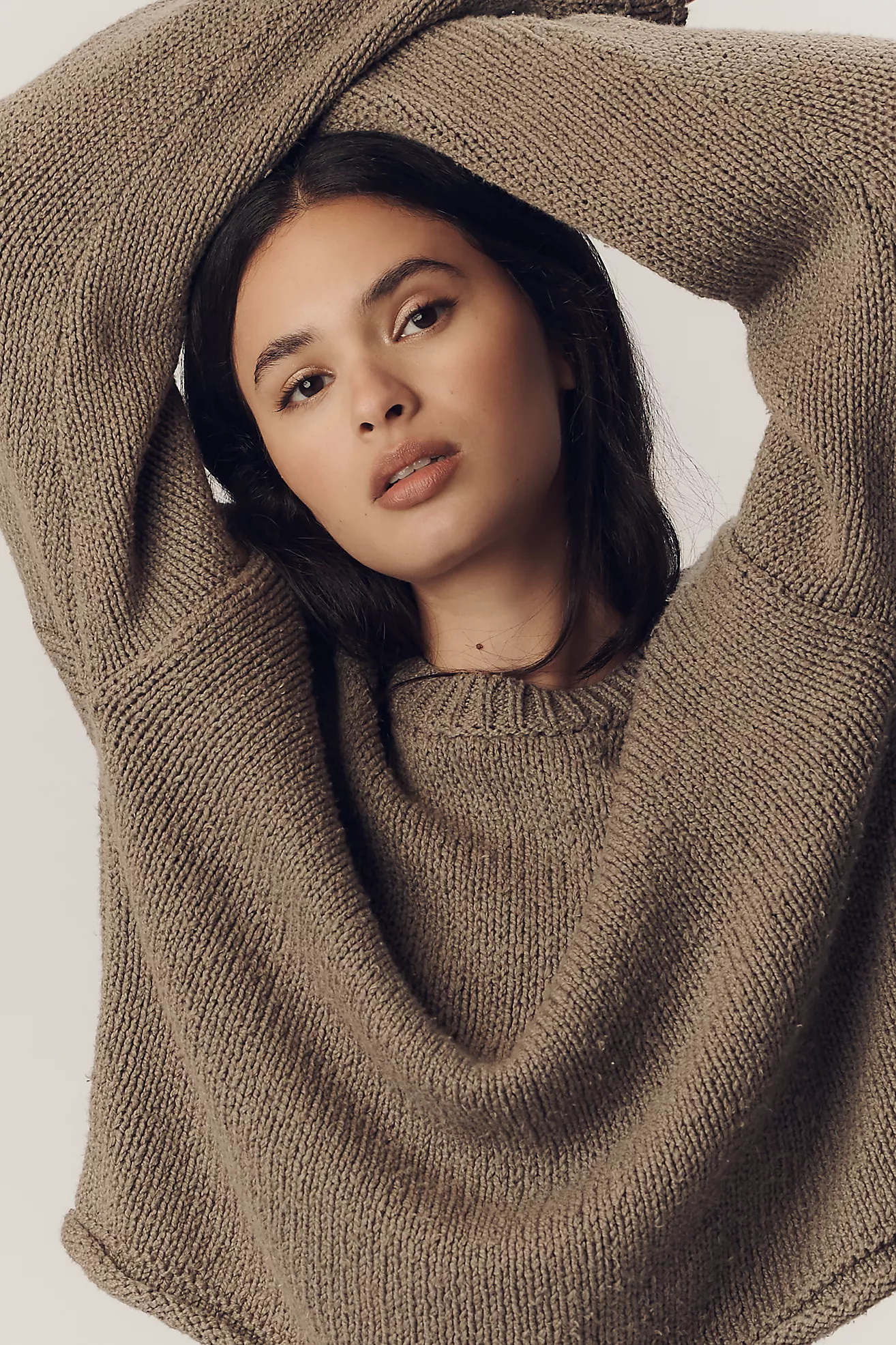 Pilcro Cotton Oversized Roll-Hem Pullover Sweater | Anthropologie (US)