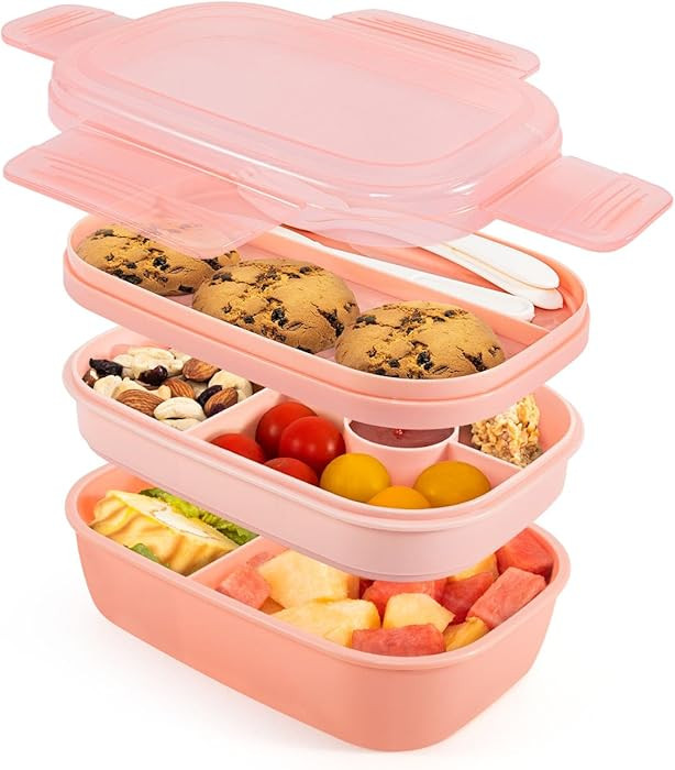 Amazon.com: Stackable Bento Box Adult Lunch Box - 55 oz Large Capacity for 3 Layers All-in-One Lu... | Amazon (US)