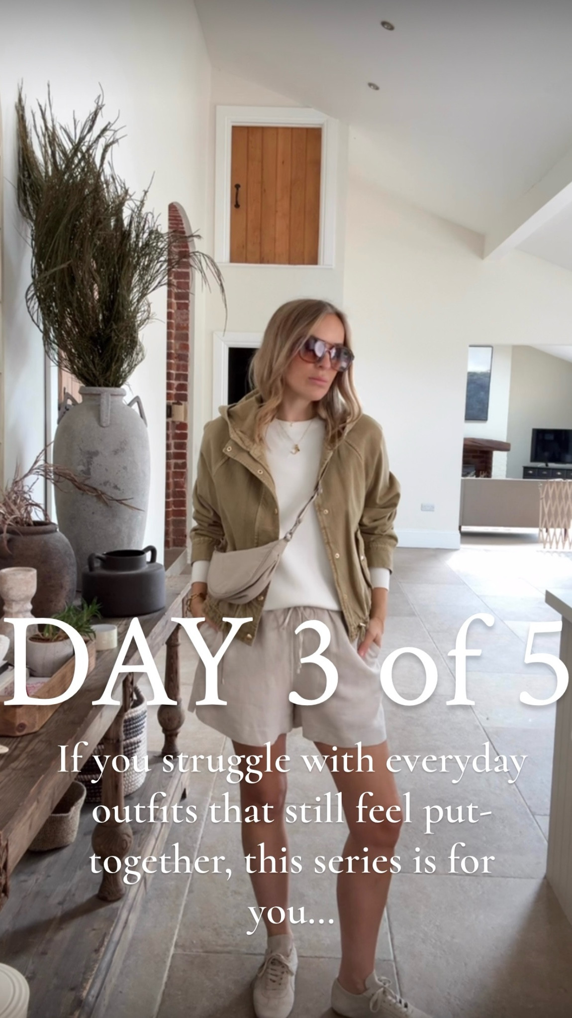 Busy week? 
Tired of feeling stuck with your wardrobe? 
This series may help you out … 
Simple , stylish everyday outfits with some of my favourite high street finds this season. 

Get a few outfits under your belt , boost your style confidence and start feeling better about your wardrobe. 

Note the difference a few good accessories make in pulling the final look together - these can be tailored to meet your preferences. 
Wearing 
Large in the linen vest top
Large in the 100% cotton knit sweater
Medium in the shorts

Suede trainers are the softest trainers , cushioned footbed and easy to slip on . Wearing a U.S 9.5 , normally a U.K. 7 - I’d say they fit on the generous side and I could wear a U.S 9 

Everyday outfit 
Linen shorts 
Get dressed with me 
Outfit ideas 
H&M
Uniqlo
Zara
