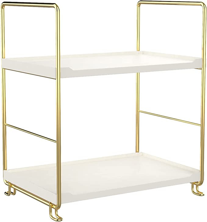 2-Tier Kitchen Spice Rack - Freestanding Stackable Bathroom Countertop Storage Shelf - Cosmetic O... | Amazon (US)
