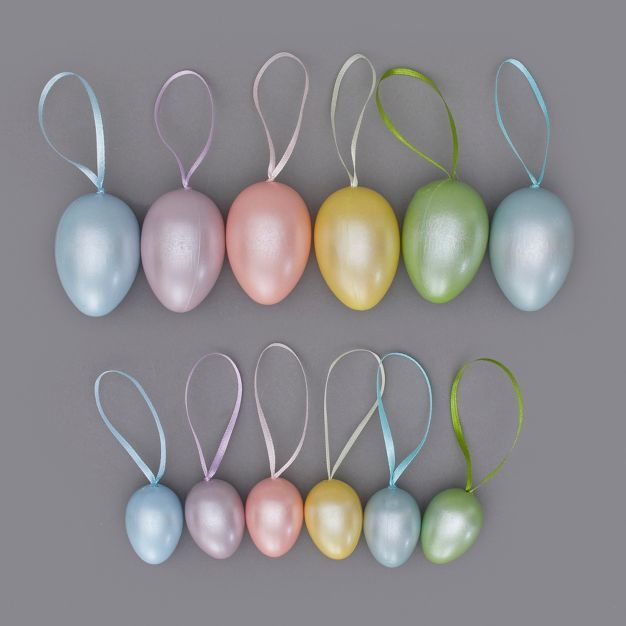 Lakeside Easter Egg-Shaped Hanging Tree Ornaments for Holidays - Set of 12 | Target