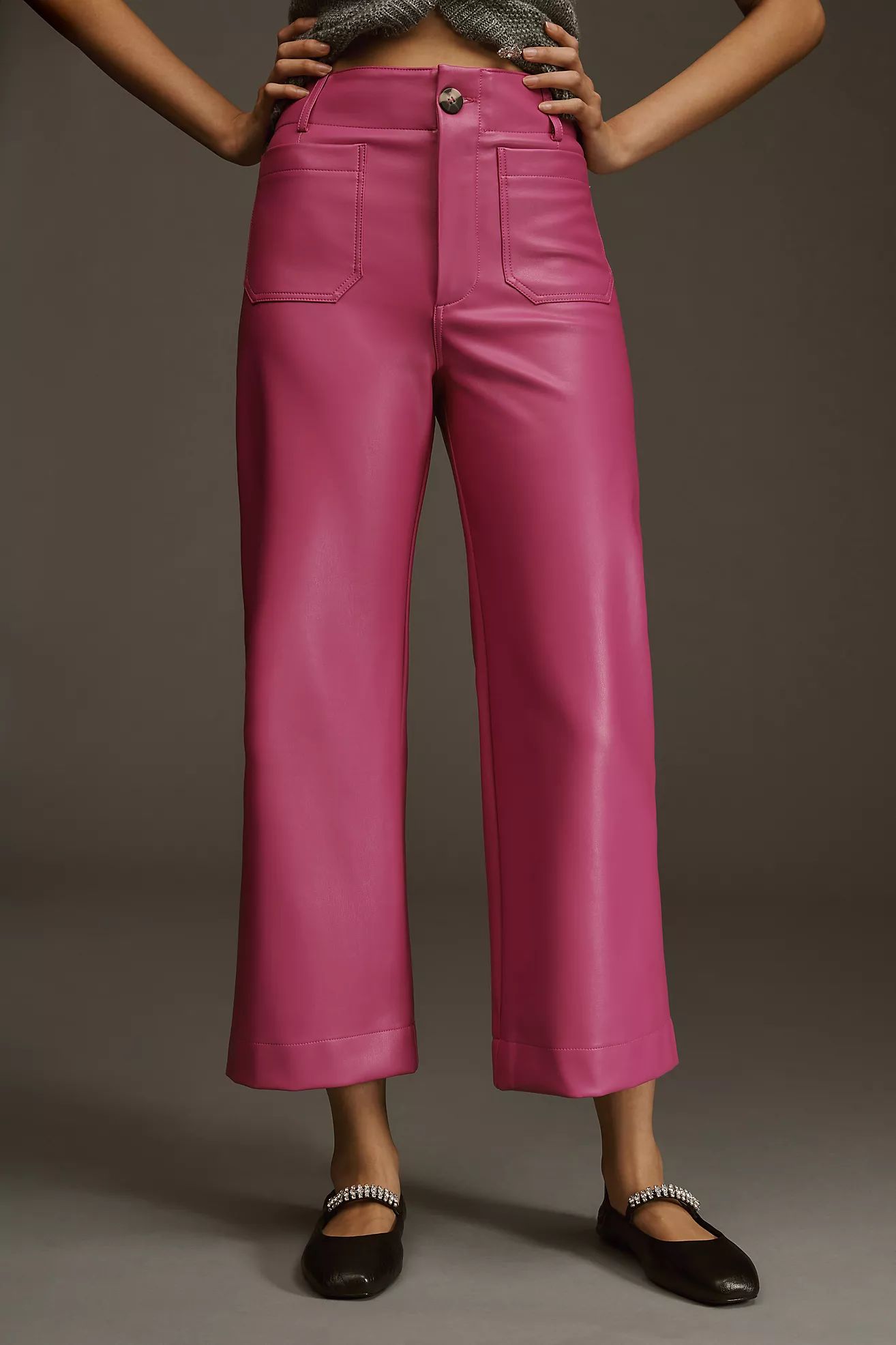 The Colette Cropped Wide-Leg Faux Leather Pants by Maeve | Anthropologie (US)