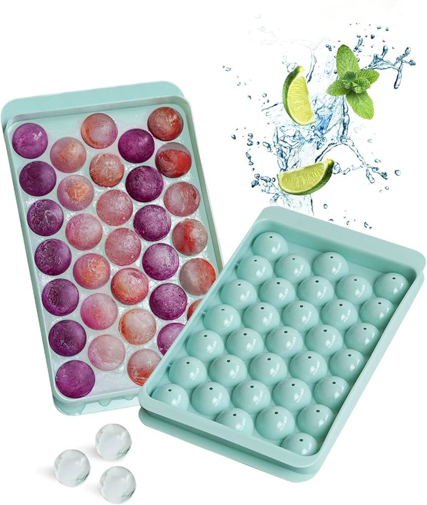 Kitoulea Small Round Ice Cube Trays for Freezer, Ice Ball Maker Mold with Lid Easy Release BPA-Fr... | Amazon (US)