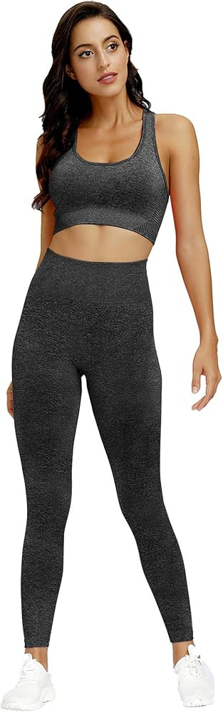 Toplook Women Seamless Yoga Workout Set 2Pcs Outfits Gym Leggings and Sports Bra | Amazon (US)