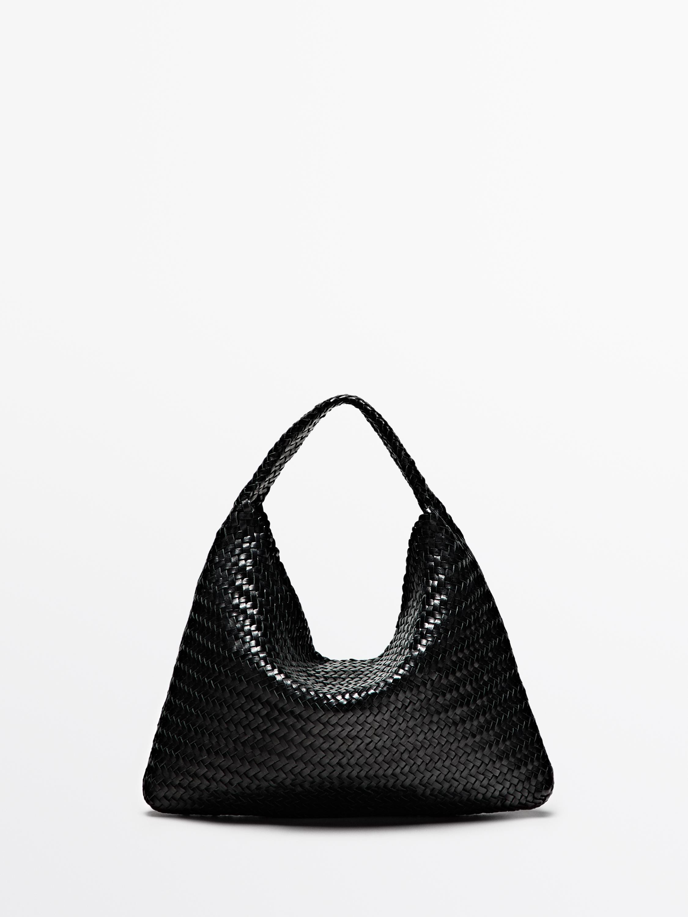 Braided nappa leather shopper bag | Massimo Dutti UK