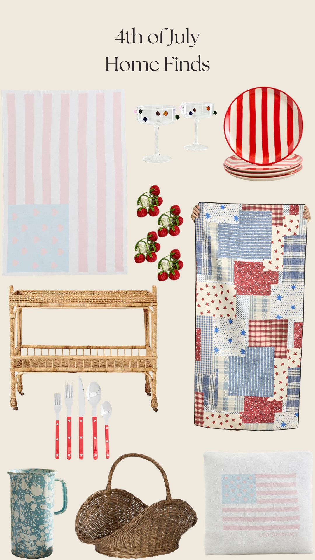 Fourth of July home finds I'm loving right now! 🇺🇸 ✨❤️ 

4th of July home decor
Fourth of July items
Fourth of July party
Wicker basket
Blue pitcher
Striped plates
Red utensils
Kitchen items
Towel
Blanket
Pillow
Red white blue
Summer home
American Holiday
American Flag 

 #LTKgrwm #LTKSeasonal