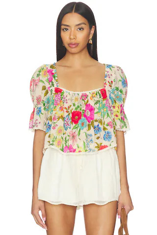 SPELL Valley Of The Dolls Short Sleeve Blouse in Opal from Revolve.com | Revolve Clothing (Global)