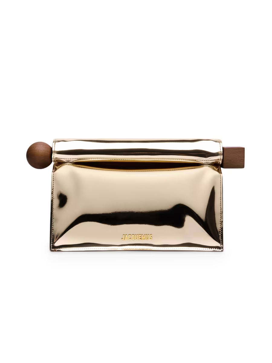 La Pochette Rond Carre Metallic Pouch | Saks Fifth Avenue