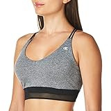 Champion Women's Soft Touch Strappy Sports Bra, Black Heather, Large | Amazon (US)